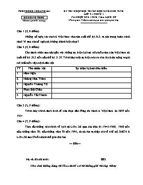Đề thi chọn đội tuyển học sinh giỏi tỉnh lớp 9  vòng 1 năm học 2015  2016 - Môn Lịch sử